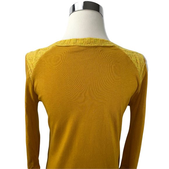 Anthropologie Pilcro Letterpress Cable Knit Mixed Fabrics Sweater Knit Top - Picture 8 of 13